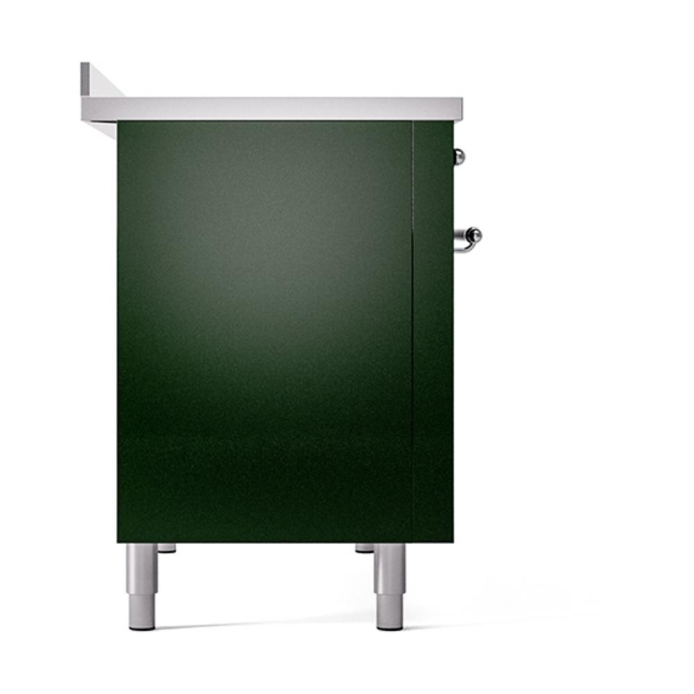 ILVE UNI486QNMPEGC Nostalgie II Noblesse 48 inch Induction Range (Solid Door, Emerald Green, Chrome)