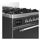 ILVE UM30QNR3MGCLP Majestic III 30 inch Dual Fuel Range with 5 Black Brass Burners, Dual Function Burner up to 25,000 BTU (Liquid Propane, Solid Door, Graphite Matte, Chrome)