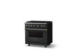 36"W. Sealed Burner Gas Range (Burner: 6b, Finish: Antique Bronze, Trim: Brushed Brass, Fuel: Natural Gas)