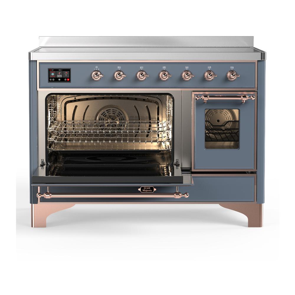 ILVE UMIB48NR3BGP Majestic III 48 inch Induction Range with 6 Elements, 5.02 cu. ft. Total Oven Capacity (Triple Glass Door, Blue Grey, Copper)