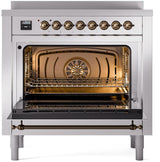 Nostalgie II 36 Inch Electric Freestanding Range in Stainless Steel with Bronze Trim