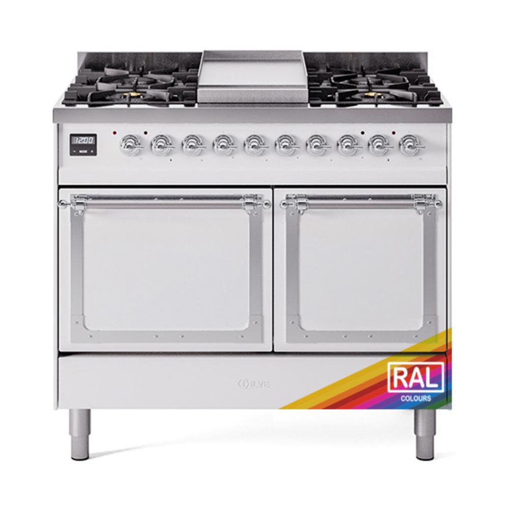 ILVE UND40FQNMPRACLP Nostalgie II Noblesse 40 inch Dual Fuel Range (Liquid Propane, Solid Door, RAL, Chrome)