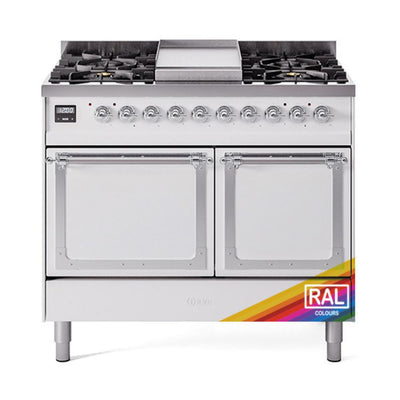 ILVE UND40FQNMPRACLP Nostalgie II Noblesse 40 inch Dual Fuel Range (Liquid Propane, Solid Door, RAL, Chrome)
