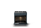 36"W. Dual Fuel Range (Burner: 6b, Finish: Squall, Trim: Polished Chrome, Fuel: Natural Gas)