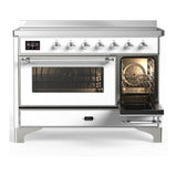 ILVE UMIB48NR3WHC Majestic III 48 inch Induction Range with 6 Elements, 5.02 cu. ft. Total Oven Capacity (Triple Glass Door, White, Chrome)