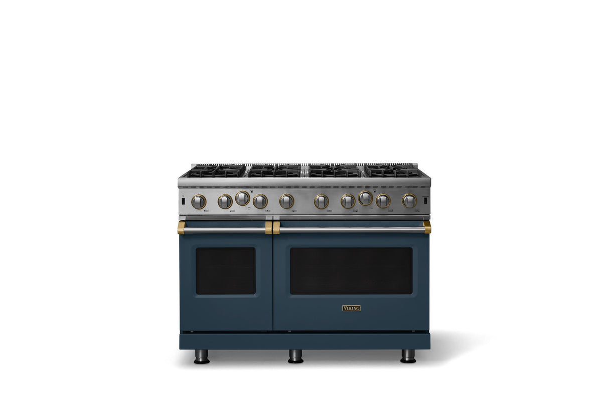 48"W. Open Burner Gas Range (Finish: Squall, Trim: Brushed Brass, Fuel: Propane)