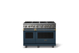 48"W. Open Burner Gas Range (Finish: Squall, Trim: Brushed Brass, Fuel: Propane)