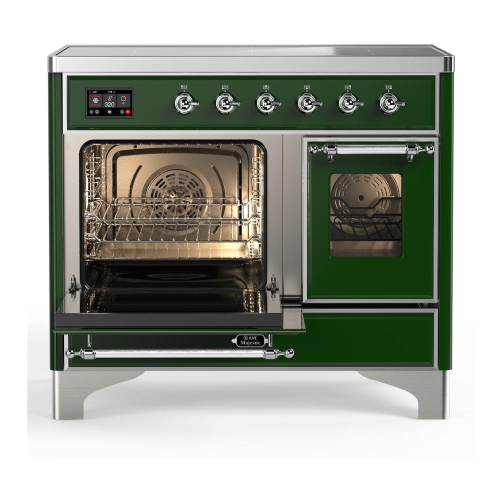 ILVE UMDIB40NR3EGC Majestic III 40 inch Induction Range with 6 Elements, 3.82 cu. ft. Total Oven Capacity (Triple Glass Door, Emerald Green, Chrome)