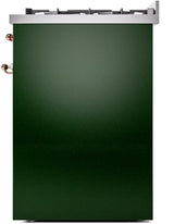 Nostalgie II 30 Inch Dual Fuel Natural Gas Freestanding Range in Emerald Green with Copper Trim