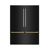 ZLINE 60" Autograph Edition 32.2 cu. ft. Built-in 4-Door French Door Refrigerator with Internal Water and Ice Dispenser in Black Stainless Steel with Polished Gold Accents (RBIVZ-BS-60-G)