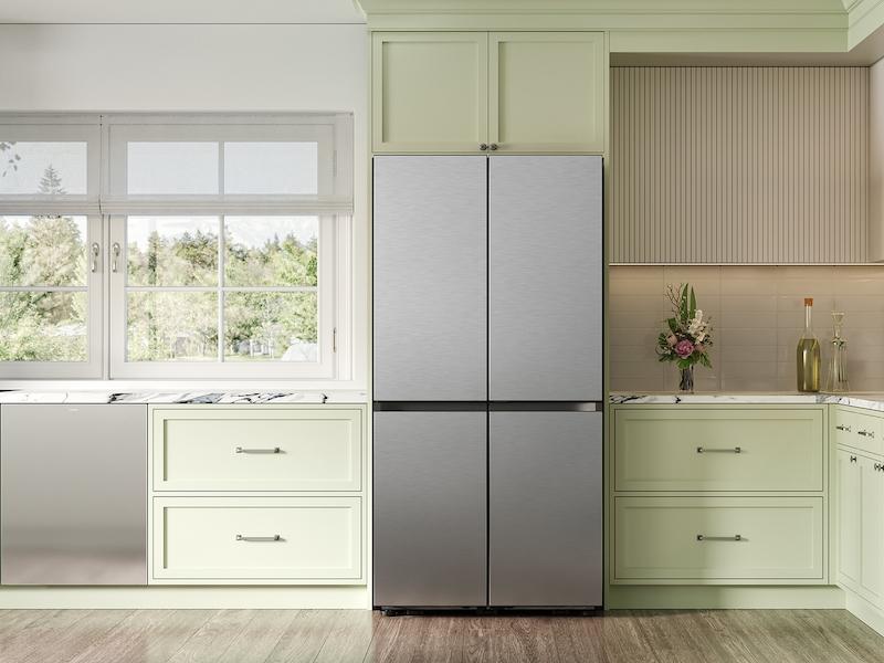 Bespoke 23 cu. ft. Counter Depth 4-Door French Door Refrigerator with AI Hybrid Cooling & Beverage Center™ in Stainless Steel