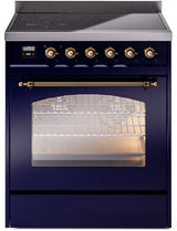 Nostalgie II 30 Inch Electric Freestanding Range in Blue with Bronze Trim