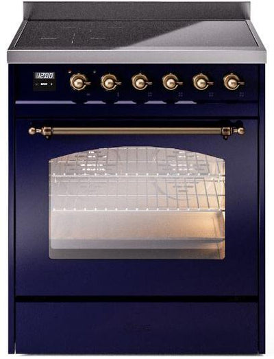Nostalgie II 30 Inch Electric Freestanding Range in Blue with Bronze Trim