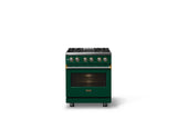 30"W. Dual Fuel Range (Finish: Ivy, Trim: Polished Chrome, Fuel: Propane)