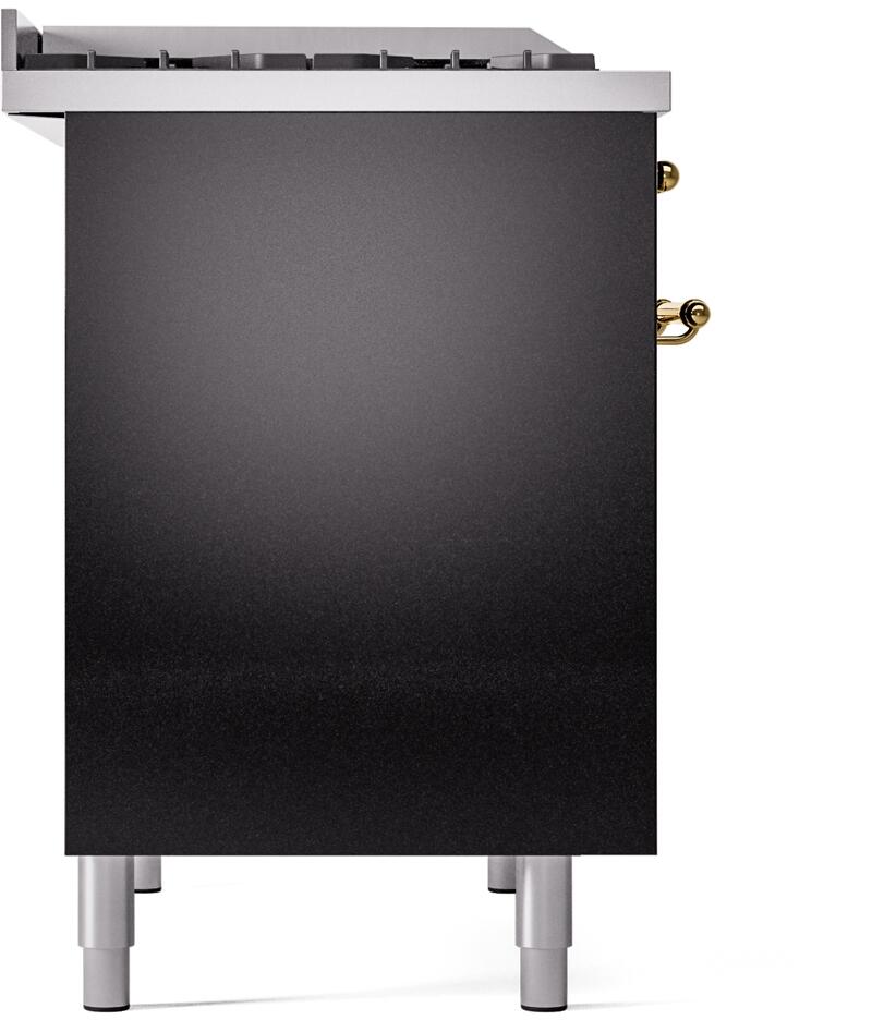 Nostalgie II 40 Inch Dual Fuel Liquid Propane Freestanding Range in Glossy Black with Brass Trim