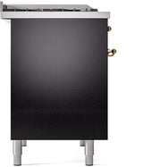 Nostalgie II 40 Inch Dual Fuel Liquid Propane Freestanding Range in Glossy Black with Brass Trim