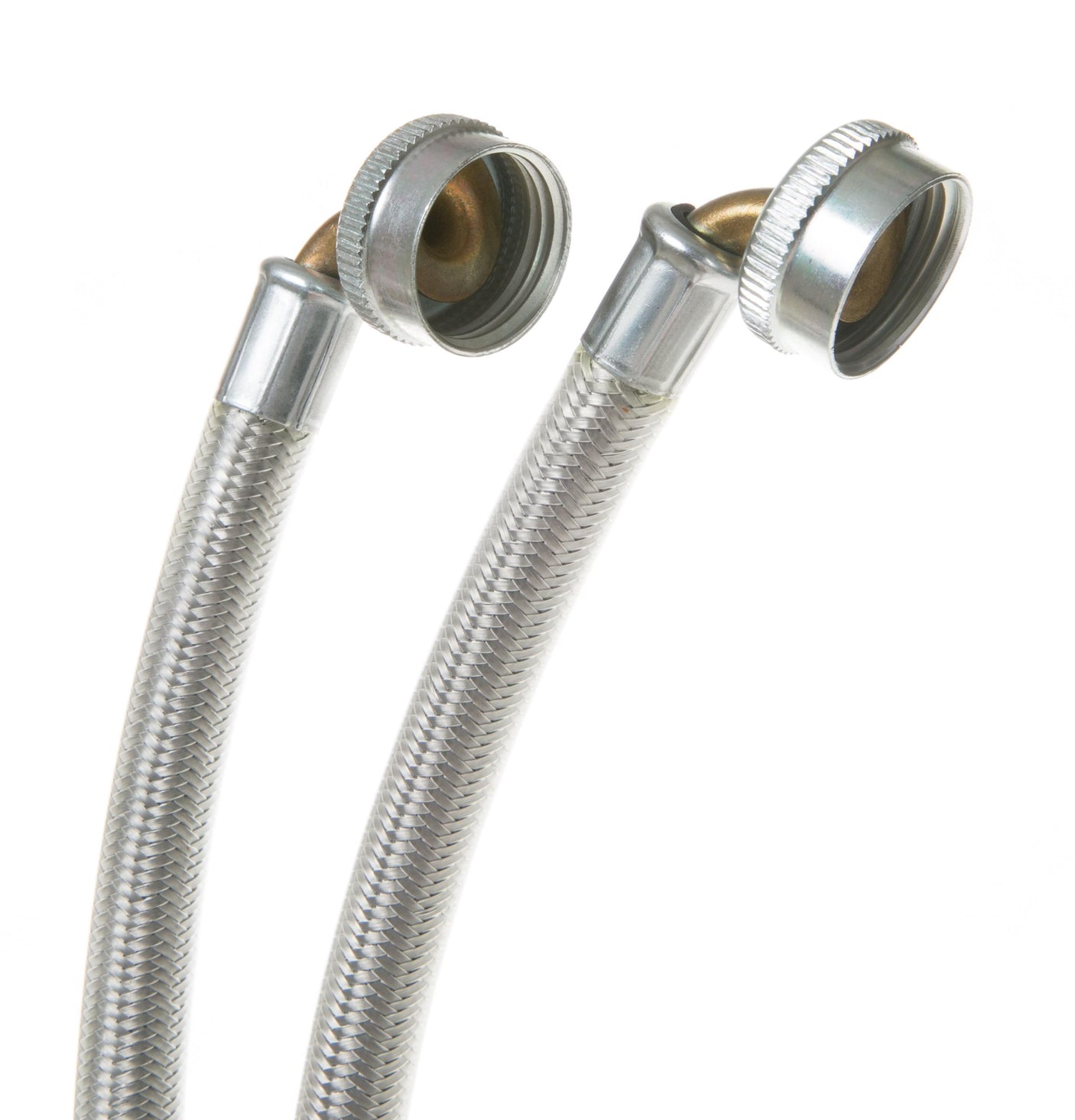 UNIVERSAL 6 FT STAINLESS STEEL WASHING MACHINE HOSES WITH 90 DEGREE ELBOW