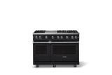 48"W. Sealed Burner Gas Range (Burner: 6g, Finish: Onyx, Trim: Polished Chrome, Fuel: Propane)