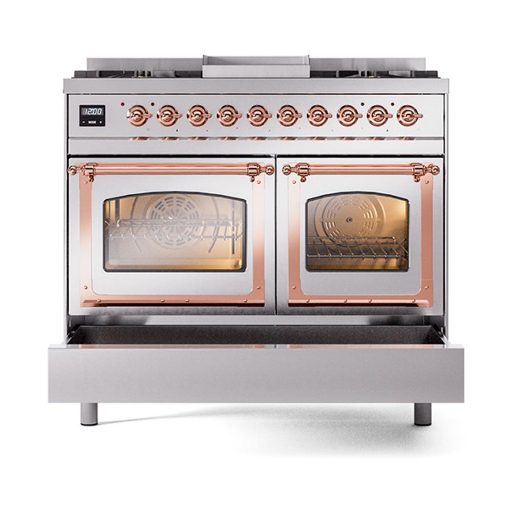 ILVE UND40FNMPSSPLP Nostalgie II Noblesse 40 inch Dual Fuel Range (Liquid Propane, Triple Glass Door, Stainless Steel, Copper)