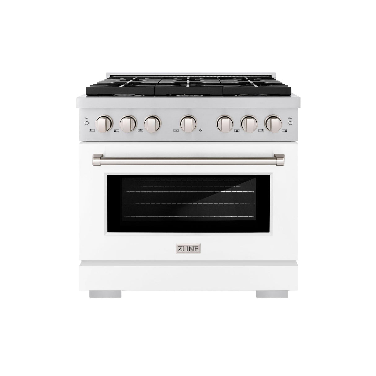 ZLINE 36 in. 5.2 cu. ft. 6 Burner Gas Range with Convection Gas Oven in Stainless Steel with White Matte Door (SGR-WM-36)