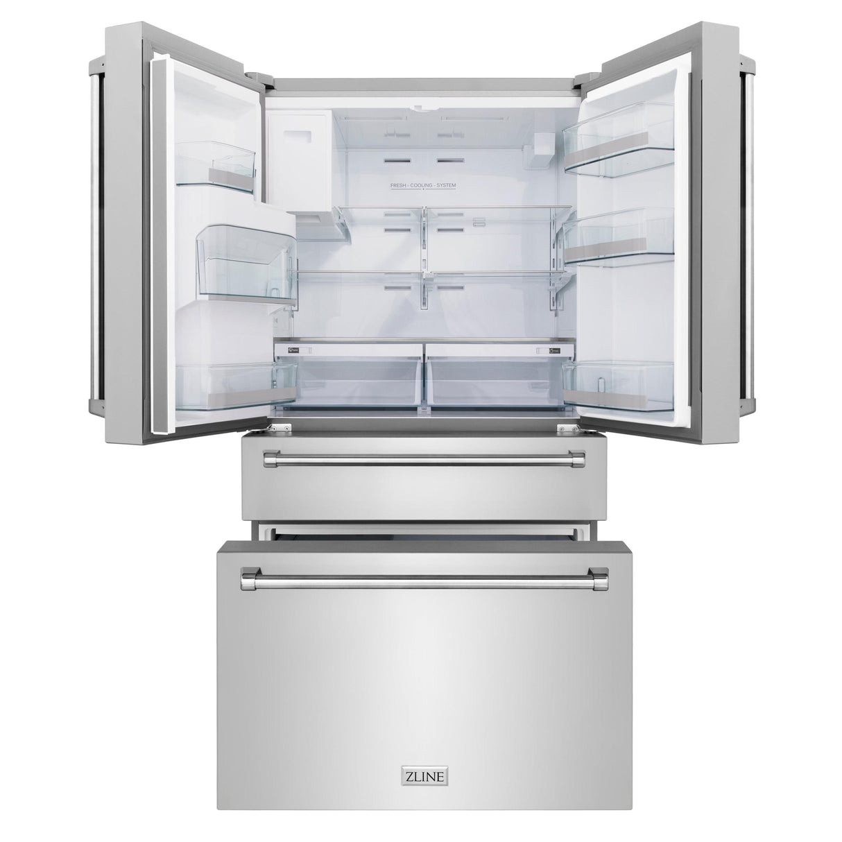 ZLINE 36" 21.6 cu. ft Freestanding French Door Refrigerator with Water and Ice Dispenser in Fingerprint Resistant Stainless Steel (RFM-W-36) [Color: Fingerprint Resistant Stainless Steel]