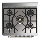 ILVE UM30QNR3AWB Majestic III 30 inch Dual Fuel Range with 5 Black Brass Burners, Dual Function Burner up to 25,000 BTU (Natural Gas, Solid Door, Antique White, Burnished)