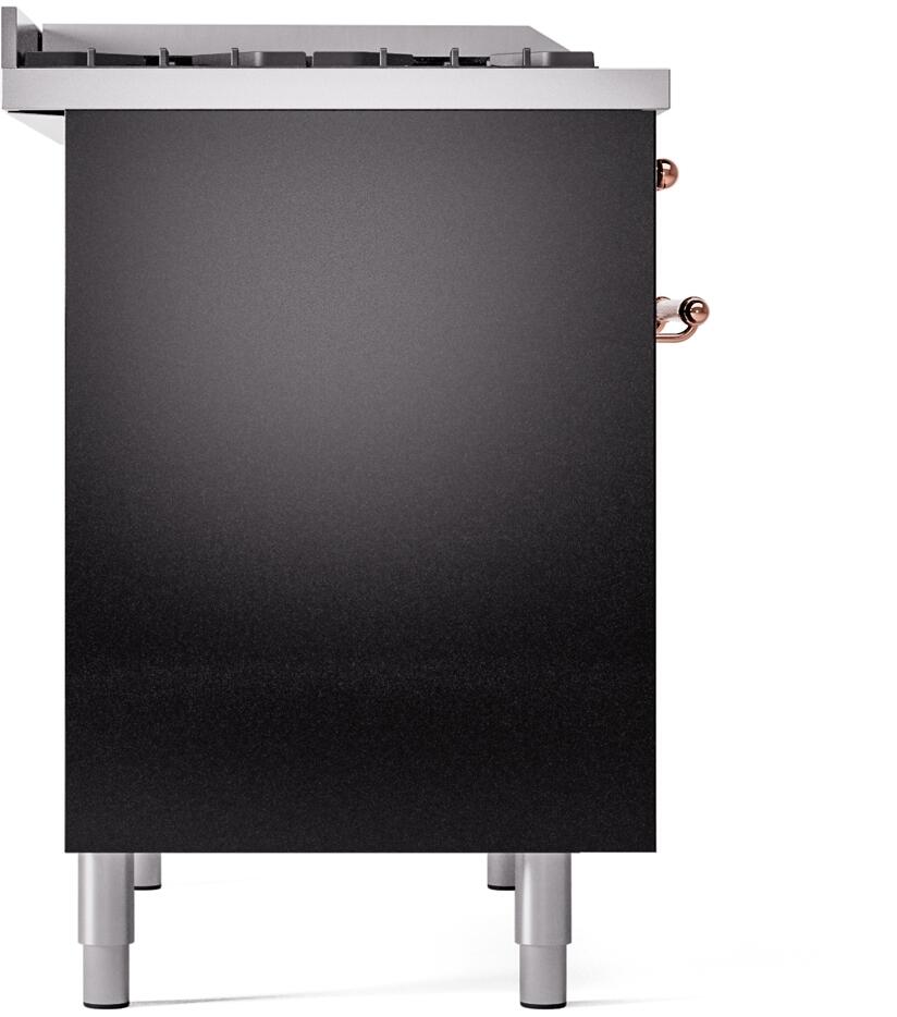 Nostalgie II 40 Inch Dual Fuel Liquid Propane Freestanding Range in Glossy Black with Copper Trim