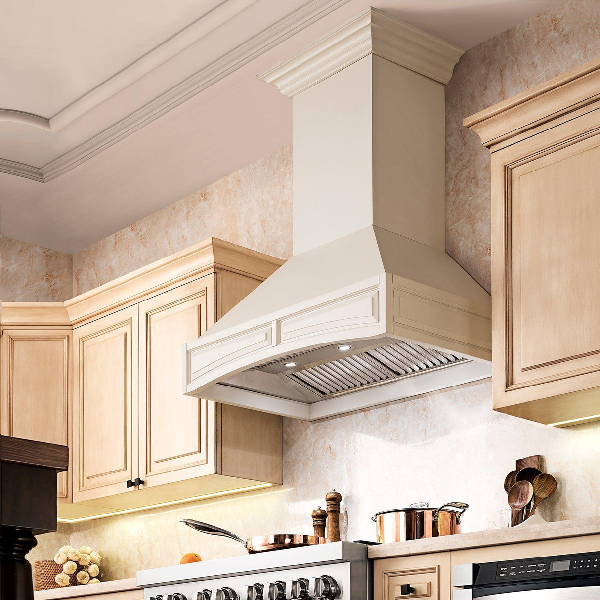 ZLINE Wooden Wall Mount Range Hood in White - Includes Remote Motor (321TT-R) [Size: 30 Inch, CFM: 400]