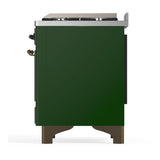 ILVE UM48FQNR3EGB Majestic III 48 inch Dual Fuel Range with 8 Burners and Griddle, Dual Function Burner up to 25,000 BTU (Natural Gas, Solid Door, Emerald Green, Burnished)