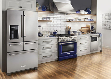 30'' 4-Burner Dual Fuel Freestanding Range, Commercial-Style - Cobalt Blue