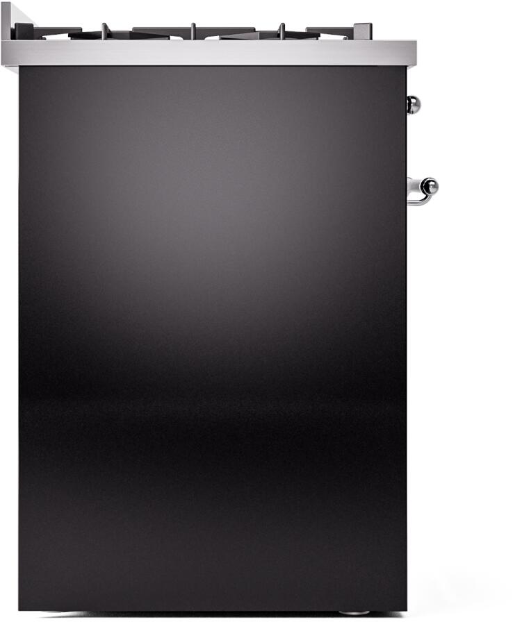 Nostalgie II 30 Inch Dual Fuel Natural Gas Freestanding Range in Glossy Black with Chrome Trim