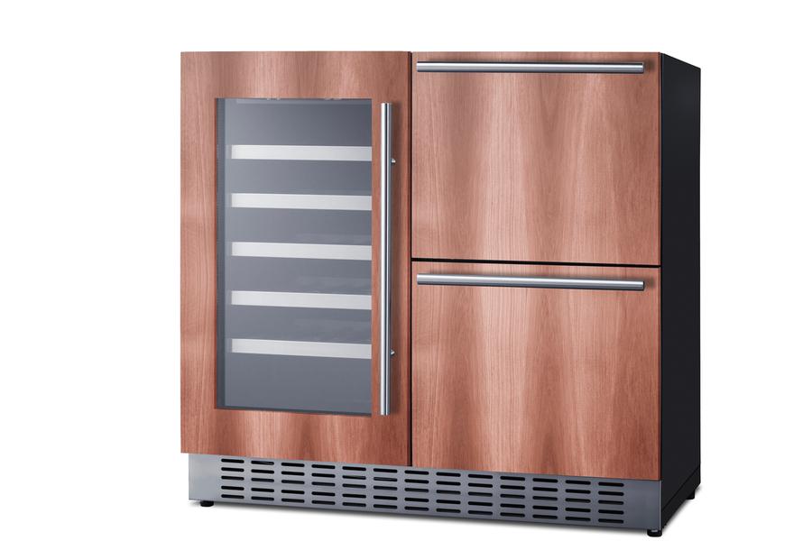 36" Wide Combination Wine Cellar & 2-drawer Refrigerator (panel Not Included)