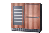 36" Wide Combination Wine Cellar & 2-drawer Refrigerator (panel Not Included)