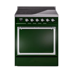 ILVE UNI304QNMPEGC Nostalgie II Noblesse 30 inch Induction Range (Solid Door, Emerald Green, Chrome)