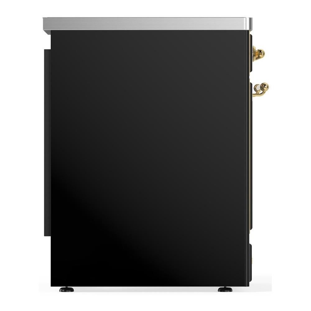 ILVE UMIB30NR3BKG Majestic III 30 inch Induction Range with 4 Elements, 4 cu. ft. Oven Capacity (Triple Glass Door, Glossy Black, Brass)