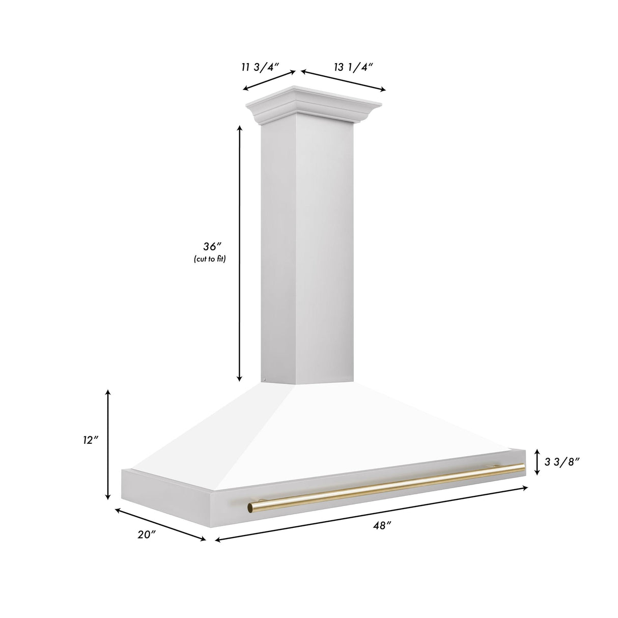 ZLINE 48 in. Autograph Edition Convertible Stainless Steel Range Hood with White Matte Shell and Champagne Bronze Accents (KB4STZ-WM48-CB) [Color: Gold Accents]