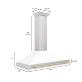 ZLINE 48 in. Autograph Edition Convertible Stainless Steel Range Hood with White Matte Shell and Champagne Bronze Accents (KB4STZ-WM48-CB) [Color: Gold Accents]