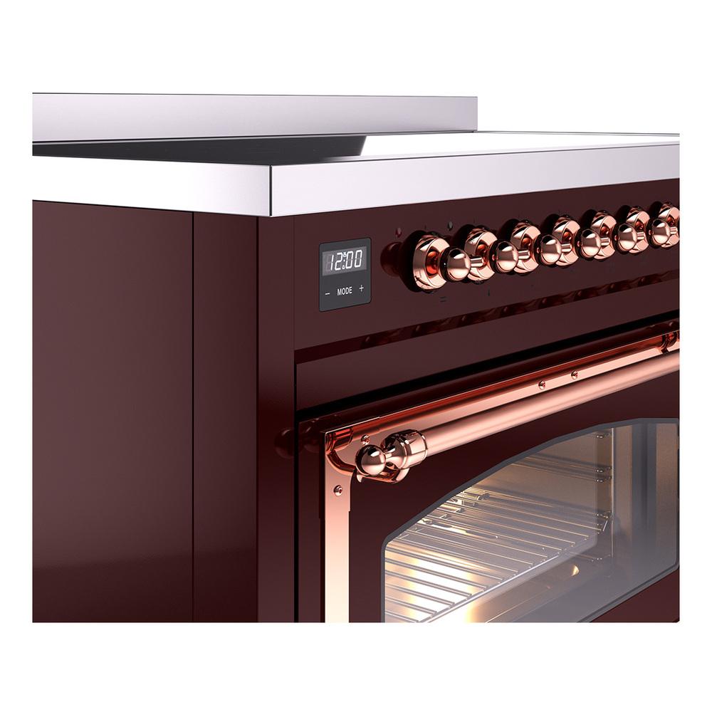 ILVE UNI486NMPBUP Nostalgie II Noblesse 48 inch Induction Range (Triple Glass Door, Burgundy, Copper)