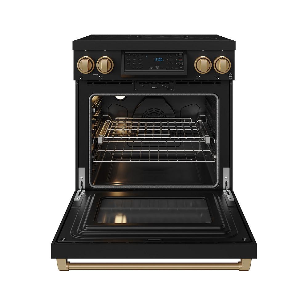 30 Inch Professional Induction Range With Tilt Panel Touch Control In Black and Bronze  Gordon Ramsay Series