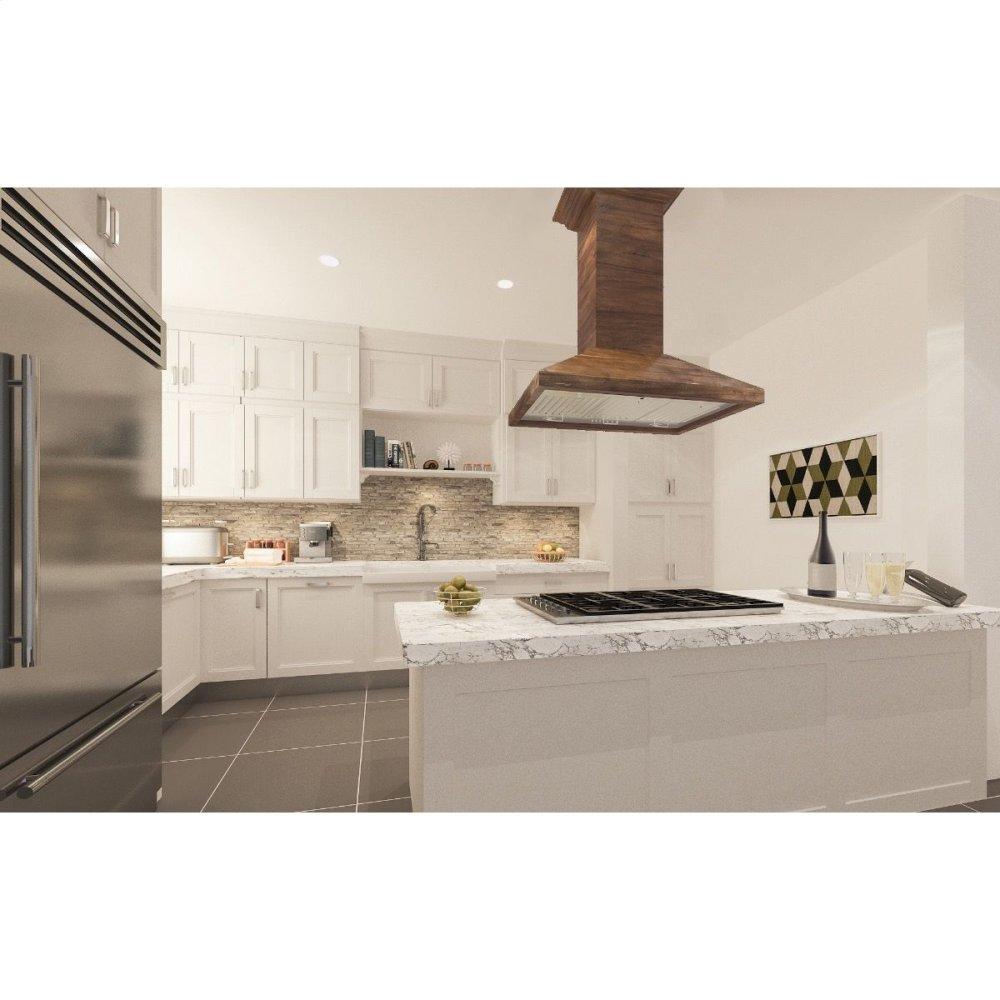 ZLINE 42 in. Wooden Island Mount Range Hood in Walnut - Includes Remote Motor