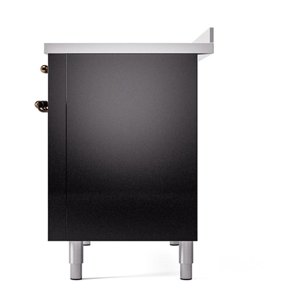 ILVE UNI486QNMPBKB Nostalgie II Noblesse 48 inch Induction Range (Solid Door, Glossy Black, Burnished)