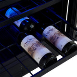 Forno Bacchino 24 Inch Wine Cooler, Black with Antique Brass Handles, with LED Lighting, Triple Glass Door, 51 Bottle Capacity, Built-In or Freestanding