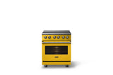 30"W. Induction Range (Finish: Daffodil, Trim: Brushed Brass)