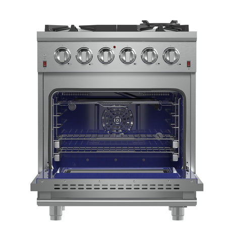Forno Massimo 30-Inch Freestanding Gas Range, 4 Burners, True Convection Oven