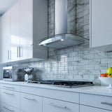 36" CCC 600/395 CFM Wall Chimney Hood Stainless/Glass