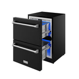 24 Inch Undercounter Built-in / Freestanding Drawer Freezer - Black/stainless Steel  Gordon Ramsay Series