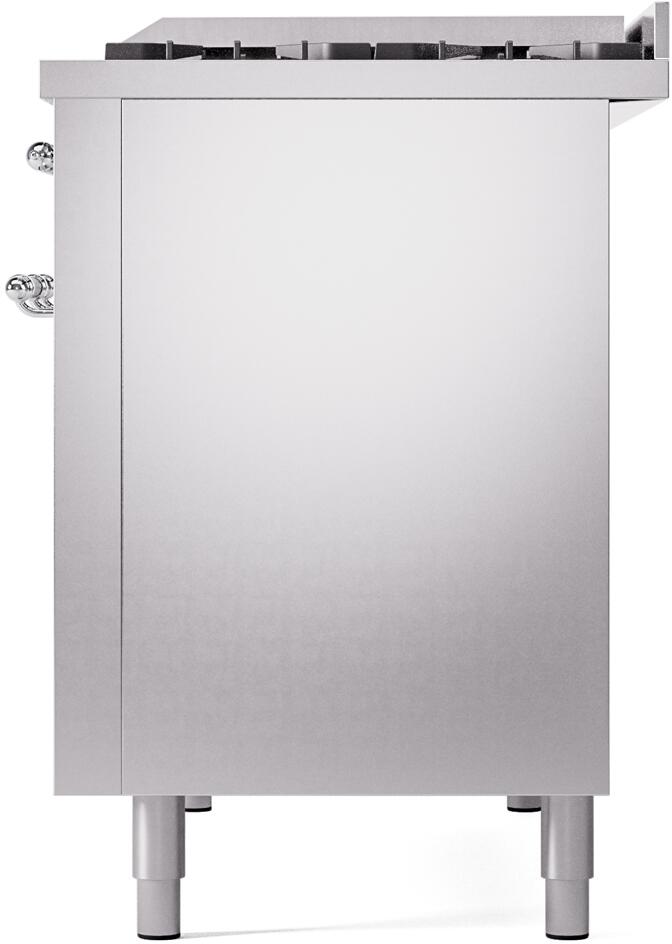 Nostalgie II 48 Inch Dual Fuel Natural Gas Freestanding Range in Stainless Steel with Chrome Trim