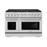 ZLINE 48 in. 6.7 cu. ft. Double Oven Gas Range in DuraSnow' Stainless Steel with 8 Brass Burners (SGRS-BR-48)