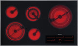 KM 5860 240V Stainless steel - 36-inch electric cooktop, operated with its own controls with direct selection plus including timer for maximum user convenience.