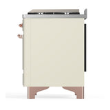 ILVE UM48FQNR3AWP Majestic III 48 inch Dual Fuel Range with 8 Burners and Griddle, Dual Function Burner up to 25,000 BTU (Natural Gas, Solid Door, Antique White, Copper)